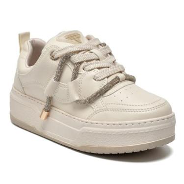 Imagem de Tênis Feminino Via Marte Plataforma Moda Confortável 304-003 Cor:Creme