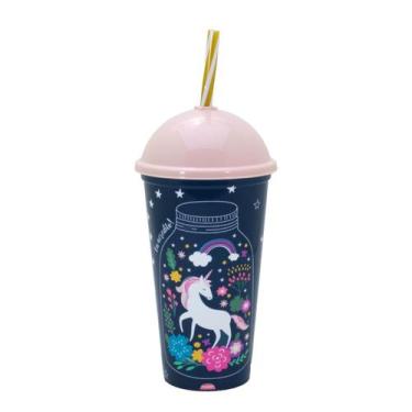 Imagem de Copo Infantil Com Canudo 500ml Personagens Plasútil, Unicórnio