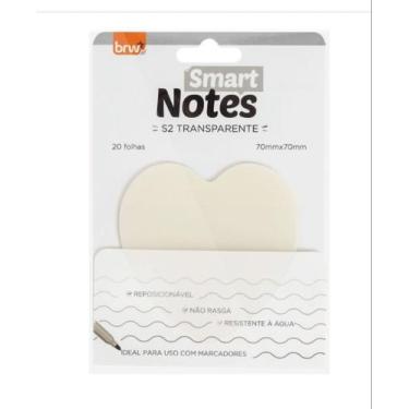 Imagem de Bloco smart notes transparente coração brw, Branco