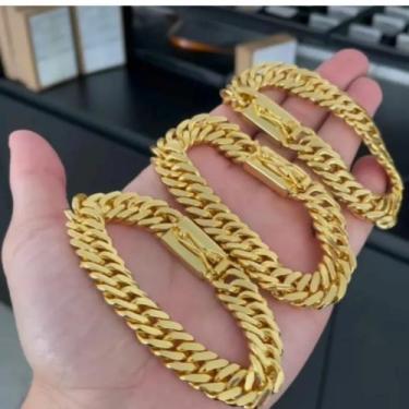 Imagem de Pulseira feminina e masculina banhada ouro 18k - Semi jóias 