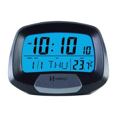 Imagem de Relógio de Mesa Despertador Digital Herweg Cinza 297771