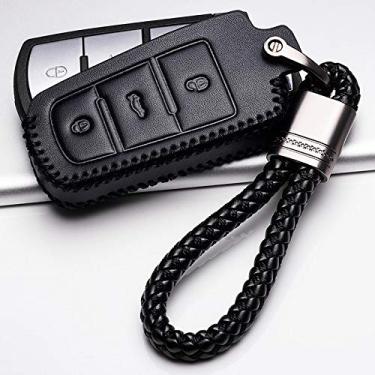 Imagem de WSWJDW Couro Car Key Case Cover Keychain Ring Key Bag, apto para Volkswagen VW Passat CC B6 B7 B7L CC R36 Maogotan B5 Passat 3C, 7