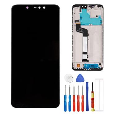 Imagem de E-YIIVIIL Digitalizador de montagem de tela LCD sensível ao toque compatível com Xiaomi Redmi Note 6 Pro Display com moldura + ferramentas (preto)