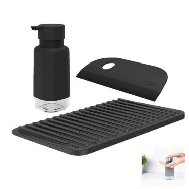 Imagem de Kit Dispenser Porta Detergente Escorredor Copos Utensílio Rodo Compacto Pia Cozinha - Ou