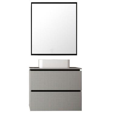 Imagem de Kit Banheiro Gabinete com Cuba e Espelheira 80cm Preto Bosi