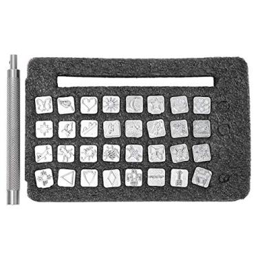 Imagem de Marhynchus 32pcs Leather Craft Stamps, Zinc Alloy DIY Leather Stamping Tool Set, Stamping Carving Embossing Mold Handle Tools Kit