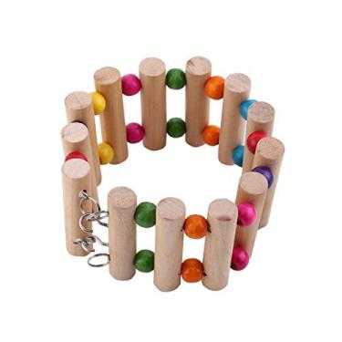 Imagem de HEEPDD Brinquedo de brinquedo de gaiola de pássaro, suportes de poleiro de mesa de pássaros ponte de escalada escadas de madeira para periquito de conure periquito Budgie Cockatiels Lovebirds L 13 passos 6 * 30 cm