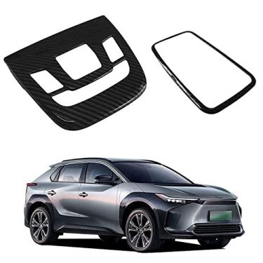 Imagem de GZBFTDH Moldura de luz leitura teto frontal carro para acessórios Toyota bZ4X, acessórios de painel cromado, protetor de luz leitura, peças internas automotivas estilo de decoração (fibra de carbono)