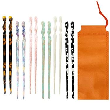 Imagem de Palitos de cabelo de casca de tartaruga de acetato - alfinetes de cabelo com estampa de leopardo, 12 peças para cabelos longos - Acessórios de estilo de cabelo chinês para mulheres e meninas