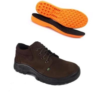 Imagem de SAPATO DE SEGURANÇA ECOSAFETY PS134AP-015 BICO DE PVC COURO NOBUCK CAFÉ C.A 11677 + PALMILHA ANATÔMICA Tamanho:45