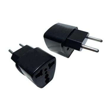 Imagem de Adaptador De Tomada Universal Padrão Europeu UK Para Brasileiro Bivolt 10a Benjamin Internacional Com Plug Nacional Portátil Para Viagens Preto E Branco LINHA PREMIUM DUPIN (PRETO)