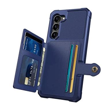 Imagem de Capa Carteira com Porta Cartão Embutido para guardar Cartões de Crédito, Documentos e Dinheiro para o Samsung Galaxy S23 Plus - Tela 6.6 Cor: Azul