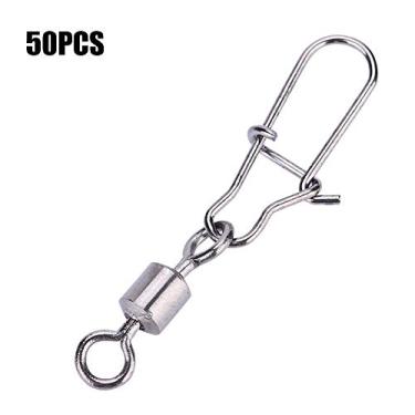 Imagem de Encaixe giratório de pesca com conector giratório rolamento de rolamento 50 peças de aço inoxidável sólido anéis soldados conjunto barril para pin ball de água doce(6#)