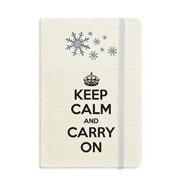 Imagem de Caderno com a frase Keep Calm And Carry On preto grosso flocos de neve inverno