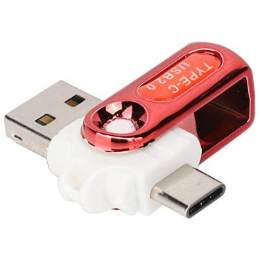 Imagem de cigemay Leitor de cartão, leitor de cartão OTG USB 2.0 tipo C USB 2.0, leitor de cartão de celular (vermelho)