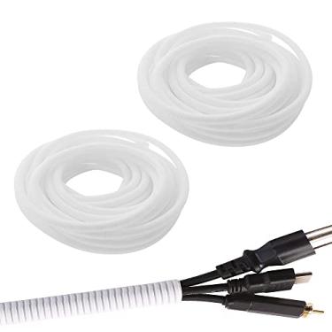 Imagem de SKYPRO Conduíte de fio de tubulação de tear dividido, cabo de tubo de tubo de proteção de fio ondulado branco tubo arrumado para cabos de TV, fio elétrico, luzes de jardim (OD 25 mm, 19,6 pés)