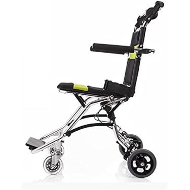 Imagem de Cadeiras de rodas, cadeira de rodas dobrável potável para viagem, cadeira de transporte de alumínio para crianças e adultos, andador, viagem de embarque, apoio para os pés giratório 56Sensat