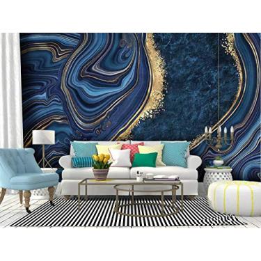 Imagem de Papel de parede autoadesivo, fundo abstrato, azul, ágata, granito, mosaico com veias douradas, papel de parede removível, mural de parede decorativo, pôsteres, película interna para cobertura de casa