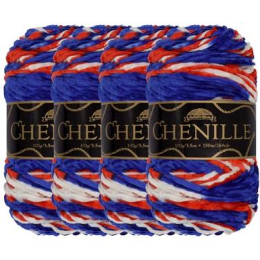 Imagem de Fio de chenille JubileeYarn - 100 g/novelo penteado - Aztlán - veludo multicolorido variegado - 4 novelos