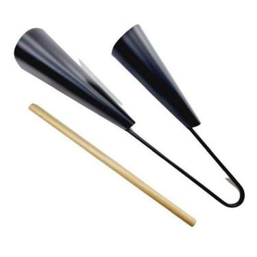 Imagem de Agogô Duplo Pro Fire Metal Preto 30cm - Som Incrível