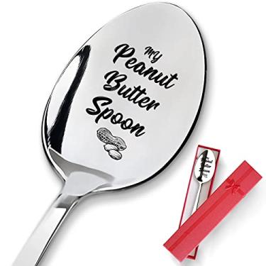 Imagem de PZJIEAN My Peanut Butter Spoon Funny Engraved Stainless Steel Spoon, Best Peanut Butter Spoon Dessert Spoon Gifts for Dad Mom Grandpa Grandma Birthday Valentine
