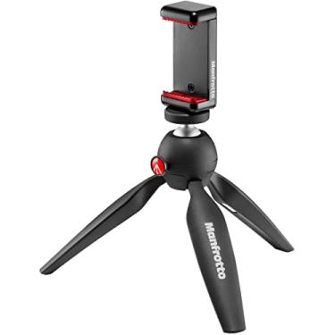 Imagem de Kit de minitripé Manfrotto Pixi com braçadeira universal para smartphone, preto (MKPIXICLAMP-BK)