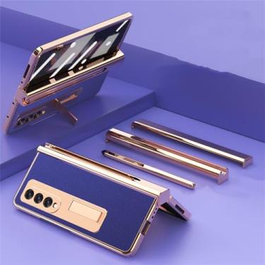 Imagem de Caixa de metal com suporte de aço inoxidável para Samsung Galaxy Z Fold 4 3 2 5 com caneta pára-choque de alumínio 360 capa de dobradiça de proteção total, couro 5, para Samsung Fold 3