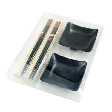 Imagem de Jogo de 6 Peças para sushi em bambu com caixa em pvc