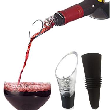 Imagem de Trovety Bico aerador de vinho – difusor 2 em 1 oxigenador e dispensador de derramamento para sabores mais suaves de vinhos tintos – Respirador de aeração de silicone (tampa preta)