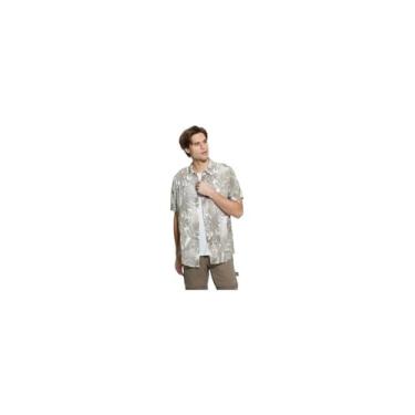 Imagem de GUESS Camisa tropical masculina de manga curta Eco Rayon, Estampa tropical gravada cinza-acastanhado, GG