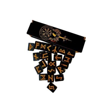 Imagem de Conjunto de runas Viking, caixa de presente Talisman, 3x2,5 cm, MDF
