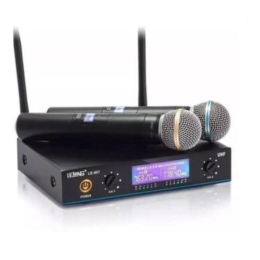 Imagem de Microfone duplo digital sem fio profissional uhf p palestras