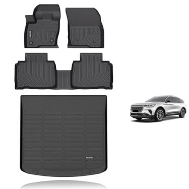 Imagem de KELCSEECS® Tapetes de chão e forro de carga personalizados para Lincoln MKX 2016-2018 / 2019-2023 Lincoln Nautilus, forros de piso TPE de proteção para todos os climas, conjunto completo de acessórios