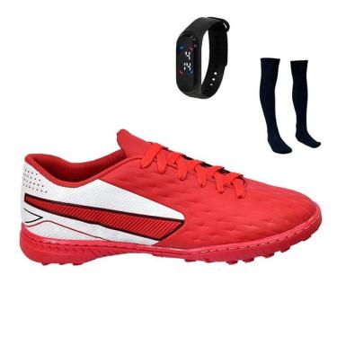 Imagem de Chuteira Society Impactor Costurada Sosaite Sintético Novo + Meião Relógio-Unissex