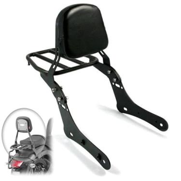 Imagem de DFFMQSJ Encosto de motocicleta Sissy Bar com bagageiro traseiro compatível com Kawasaki Vulcan S 650 VN650 Suporte de caixa superior Suporte de metal estendido Prateleira de assento de carga Encosto