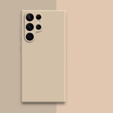 Imagem de Capa quadrada de silicone líquido para Samsung Galaxy S23 Ultra S22 Plus S21 FE S20 Note 20 10 Capa protetora de tecido macio para telefone Back Cove, cáqui, para Samsung S22 Plus