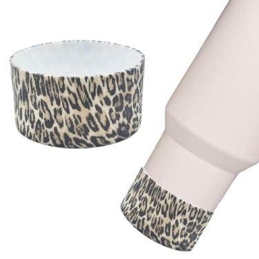 Imagem de Gliquran Bota protetora de silicone leopardo para Stanley Quencher H2.0 40 30 567.0 g & IceFlow Flip 30 567.0 g, Cheetah Water Bottle Boots Accessories