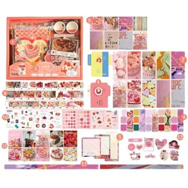 Imagem de Joucien A6 Conjunto de caixa de manual retrô criativo com bobina de folhas soltas - conjunto de caixa rosa (versão em inglês)