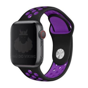 Imagem de Pulseira Furos SM Preto/Violeta Compatível Apple Watch 44mm - Baú do V