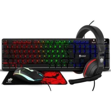 Imagem de Kit Gamer LED RGB Teclado Mouse Headset Mousepad Evolut EG54