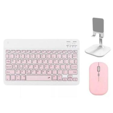 Imagem de Teclado Mouse Sem Fio Recarregável Bluetooth com suporte para Tablet/C