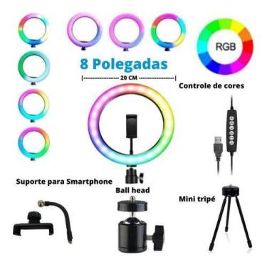 Imagem de Ring Light Kit Youtuber Videos Suporte Selfie Iluminação - ZEM
