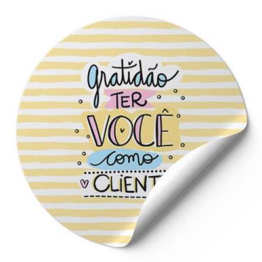 Imagem de 120 Etiquetas Adesivas Redondas Gratidão Ter Você Como Cliente Impress