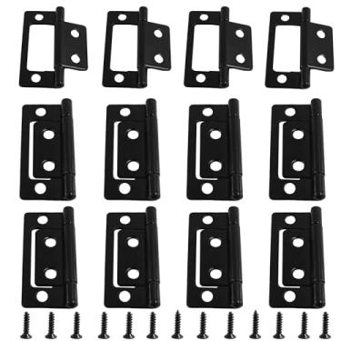 Imagem de bociloy 12 peças de dobradiça sem encaixe de 5 cm x 2 cm, dobradiças antigas para armário de ferro, dobradiças dobráveis, dobradiças de porta interna, ferragens para móveis vintage, preto