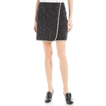 Imagem de Max Studio Saia feminina tweed curta com envoltório falso, Preto, PP