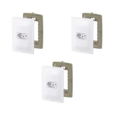 Imagem de Kit 3 Conjunto Tomada 10A 250V Branco Horizontal Zeffia Pial - Pial Le