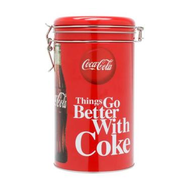Imagem de Lata Metal Redonda Tampa Hermética Coca-Cola Better With Coke Vermelho