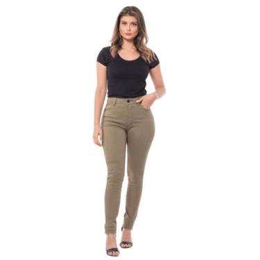 Imagem de Calça Feminina Skinny Jeans Sarja Com Elastano Ajusta Ao Corpo Costura