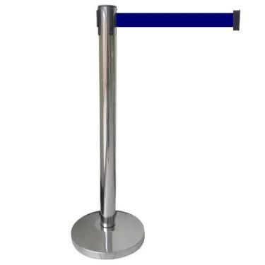 Imagem de Pedestal Separador Organizador de Fluxo Cromado com Fita Azul - Michel