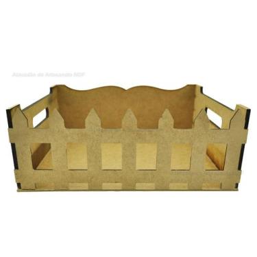 Imagem de Cesto Bebê Utilidades Modelo Cercadinho 32x25x12 Mdf Madeira - ATACADÃ